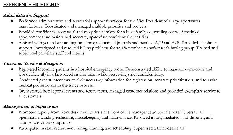 An example of a functional resume