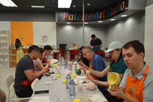 Members Painting at Burnaby/New Westminster Chapter Paint Afternoon Social