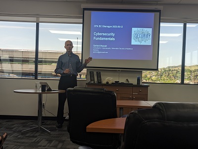 Speaker, Garland Sharratt, at Okanagan Chapter Local Learning with a Perk 