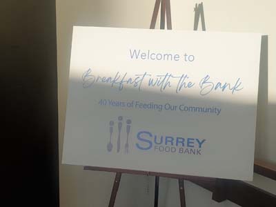 Welcome to Breakfast with the Bank sign