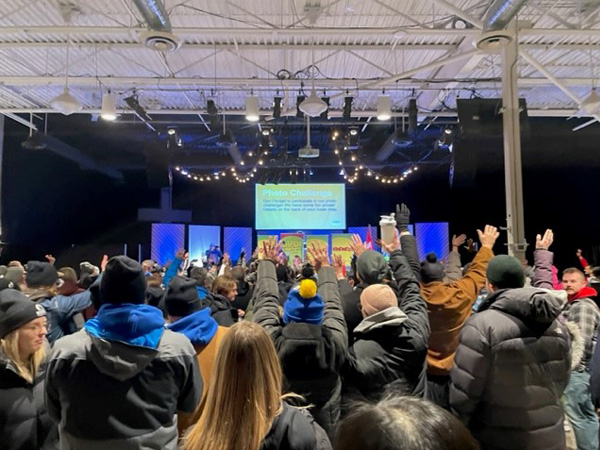 Crowd overlooking stage at the Coldest Night of the Year Walk event