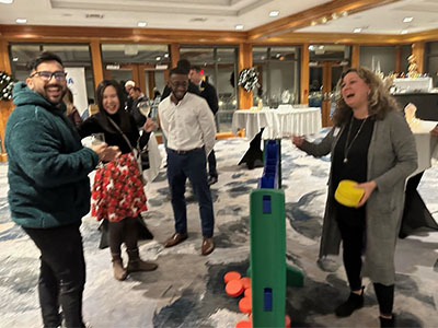 Attendees playing giant Connect Four!