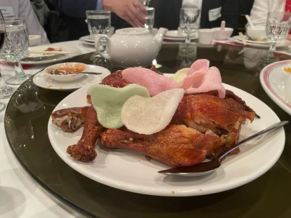 Plate of food at the Victoria Southern Vancouver Island Chapter Lunar New Year Dinner and Auction