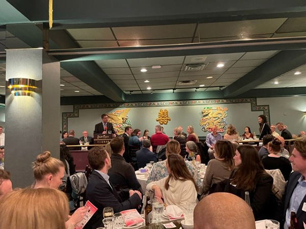 Chair, Duane Jacobs, making a speech at the Chapter Lunar New Year Dinner and Auction