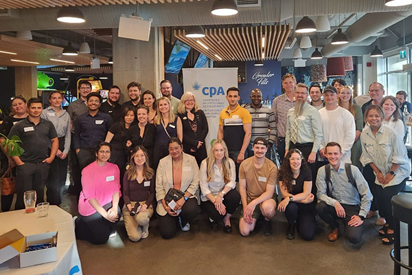 Attendees at Burgers, Brews and Arcade Fun