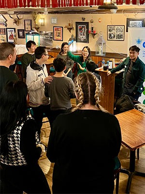 Attendees at bowling event