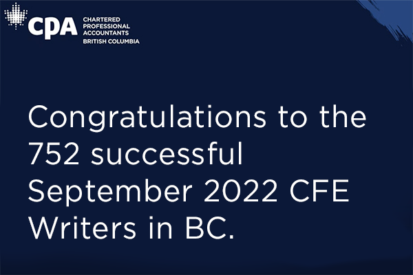 Congrats to the 752 September 2022 CFE Writers in BC.