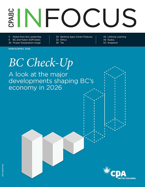 Cover of the March/April 2026 issue of CPABC in Focus