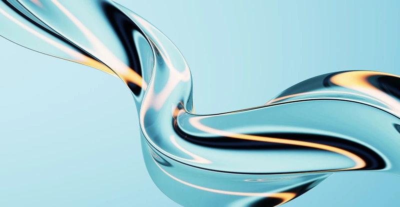 Abstract blue gradient curve glass